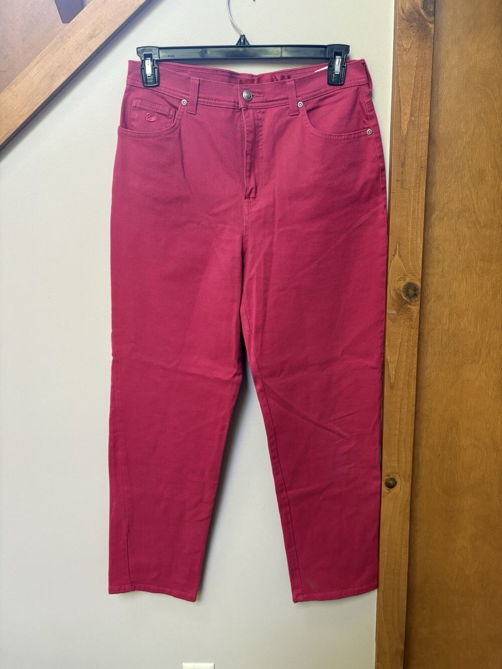 Gloria Vanderbilt Jeans Womens 12 Red Stretch Denim Tapered Leg Casual Pants